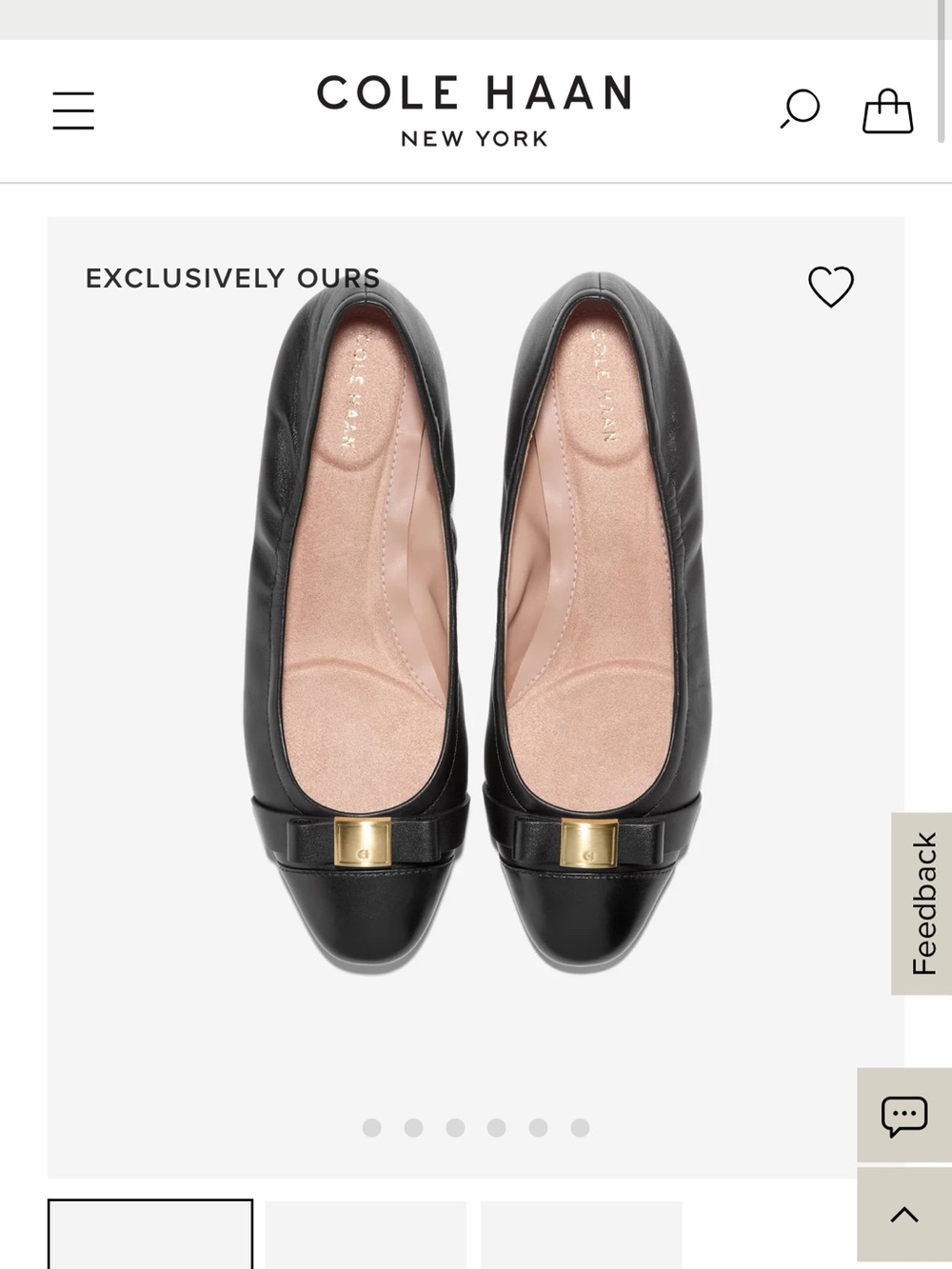 Cole Haan Black Leather Ballet Flats with Gold Buckle
